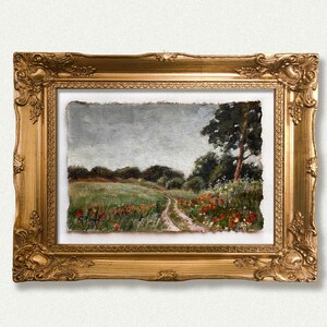 RURAL LANDSCAPE original painting countryside road flowers trees woods art forest scene gallery wall art UNFRAMED image 5