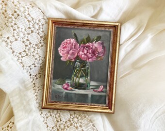 PEONIES original painting bouquet of pink peonies gallery wall art