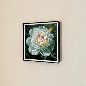 WHITE PEONY painting giclée print 4x4 miniature botanical fine art print FRAMED image 7