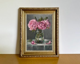 PEONIES original painting bouquet of pink peonies gallery wall art