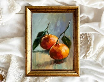 Tangerine Art Print, Vibrant Kitchen Wall Art, Citrus Still-Life Poster, Colorful Fruit Decor - Unframed