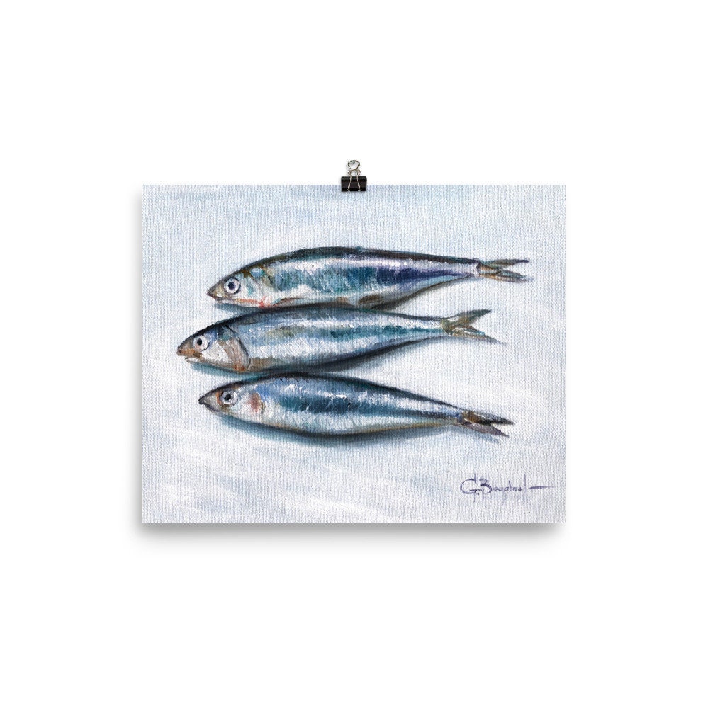 Three SARDINES Art Print Food Art Poster Still Life With Fish Etsy