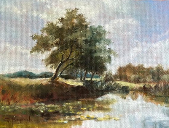 Vintage Landscape Art Print - Classic Countryside Painting, Traditional Wall Art - Unframed