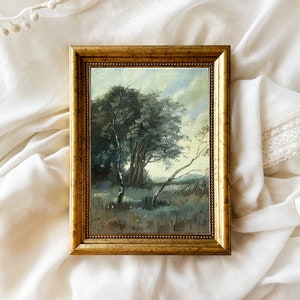 Vintage Landscape, original oil painting. Summer scenery.