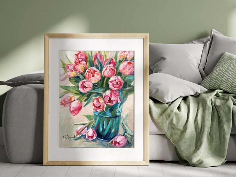 Tulips painting print for modern home decor