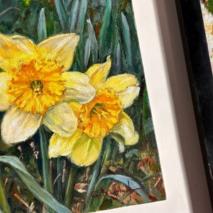 DAFFODILS original oil painting 6 x 8 in. spring flowers gallery wall art unframed image 3