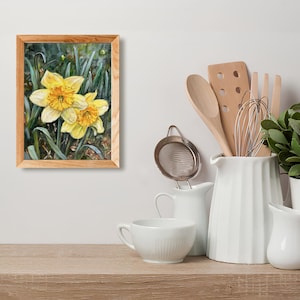 DAFFODILS original oil painting 6 x 8 in. spring flowers gallery wall art unframed image 4