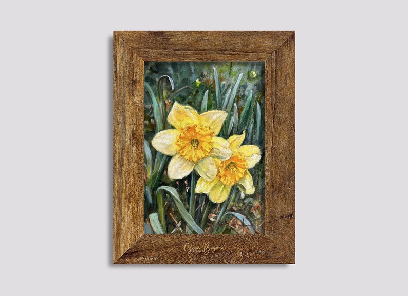 DAFFODILS original oil painting 6 x 8 in. spring flowers gallery wall art unframed image 6