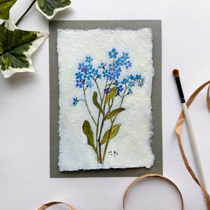 FORGET-ME-NOT original painting blue filed flowers botanical art wildflower unframed image 10