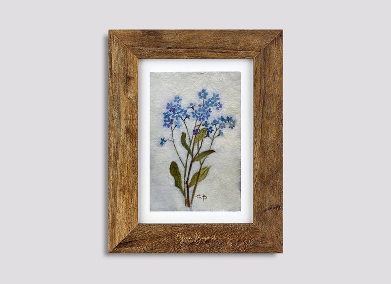 FORGET-ME-NOT original painting blue filed flowers botanical art wildflower unframed image 6