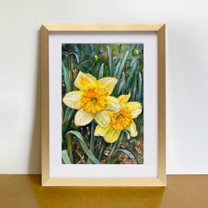 DAFFODILS original oil painting 6 x 8 in. spring flowers gallery wall art unframed image 5