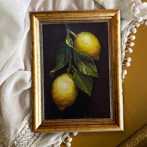LEMON BRANCH painting fine art print kitchen decor still life fruit print vibrant lemon poster citrus home gift unframed
