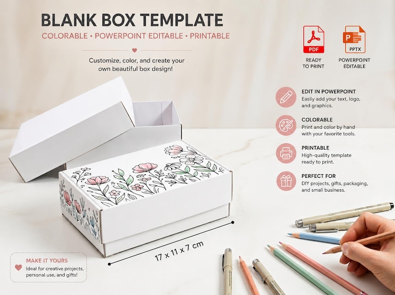 BLANK BOX TEMPLATE (cut-fold-paste) - Etsy