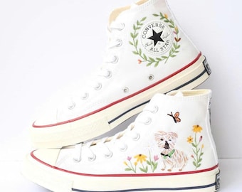 Benutzerdefinierte Hund gestickte converse Turnschuhe, Haustier-Porträt-Schuhe