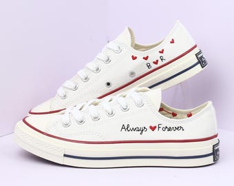 Embroidered Converse, Personalized Low-Top Sneakers, Custom Wedding Gift