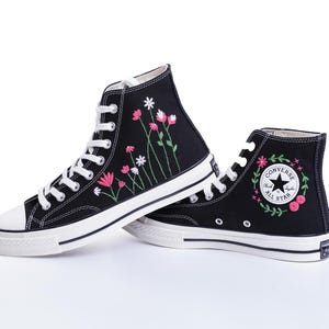 Embroidered converse/ Converse Custom Flower Embroidery / Wedding Converse Shoes/ Custom Converse Chuck Taylor 1970s Embroidery Logo