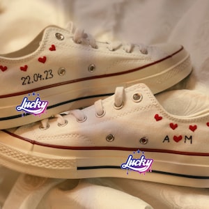 Personalized Low-Top Converse with Name & Date Embroidery, Custom Wedding or Anniversary Gift, birthday gifts for her, Personalized Converse