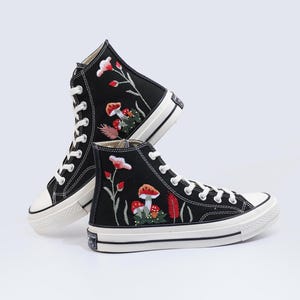 Embroidered Converse Chuck Taylor: Mushroom Floral Sneakers, Wedding Shoes