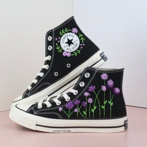 Embroidered converse/ Converse Custom Flower Embroidery / Wedding Converse Shoes/ Custom Converse Chuck Taylor 1970s Embroidery Logo