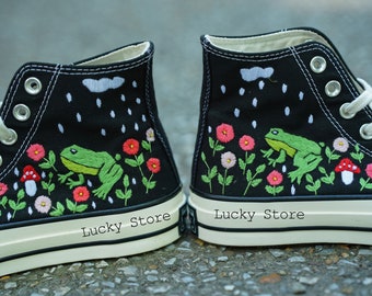 Converse Custom | floral embroidery | embroidered converse| converse high tops | gifts for her | wedding shoes
