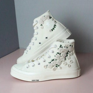 Custom Embroidered Wedding Converse: Bridal Flower Sneakers