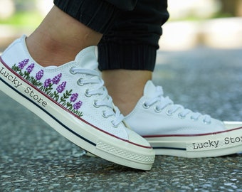 Converse Low Neck | Floral Embroidery | converse custom | unique baby gifts | womens shoes |wedding gifts