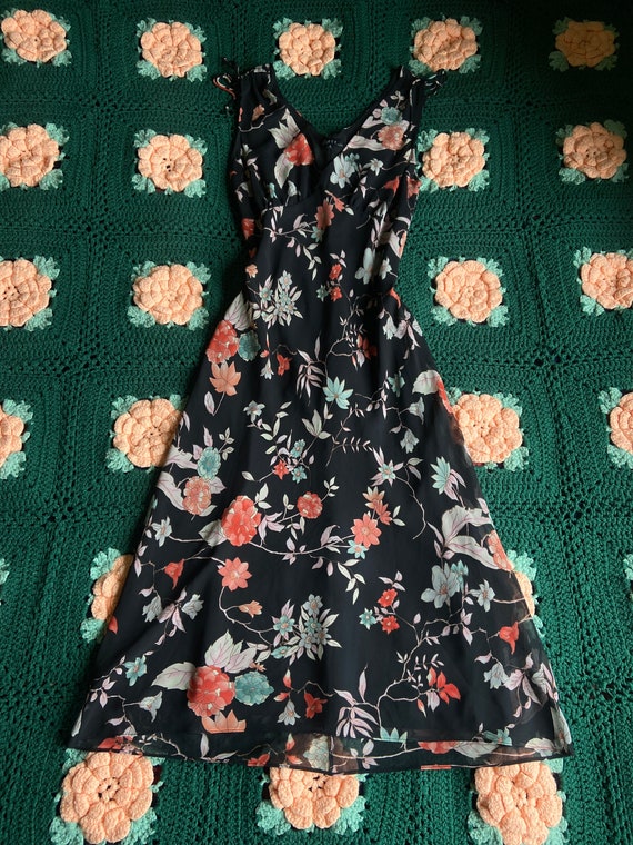 Vintage Y2K black floral dress size large