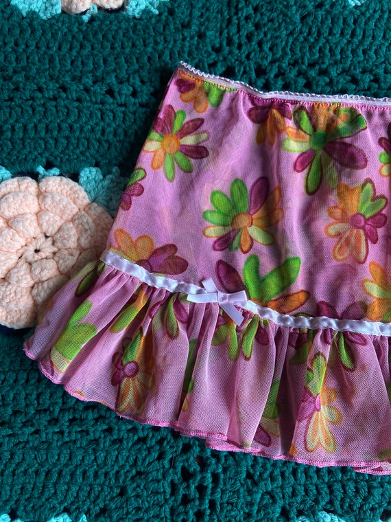 Y2K vintage floral print swimsuit cover size smal… - image 2