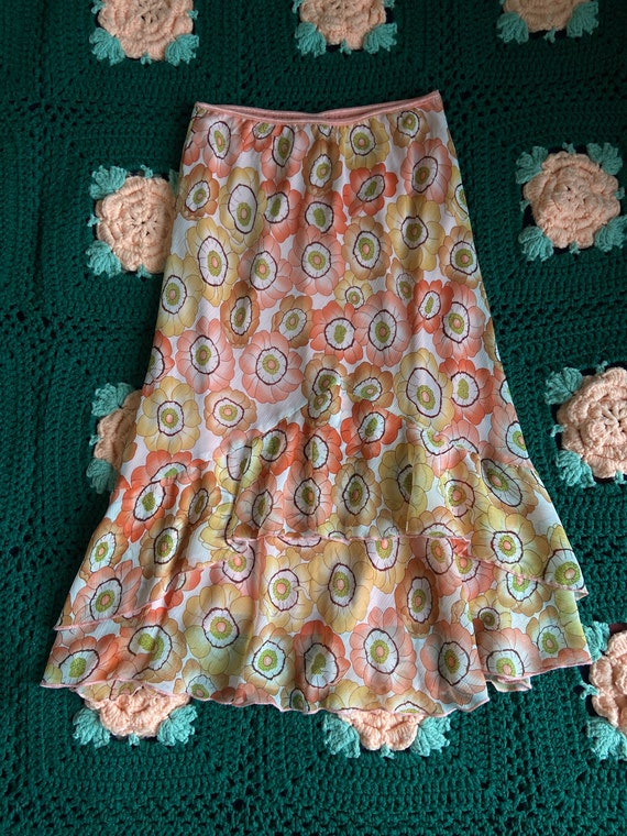 Y2K vintage spring floral slip skirt size small