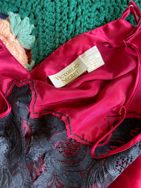 Vintage Victoria’s Secret gold label red lace dre… - image 3