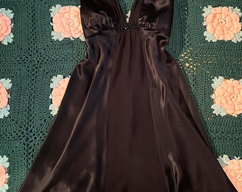 vintage Y2K 90s formal black silk halter dress size 4