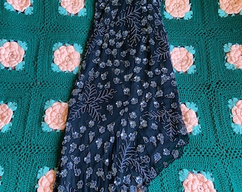 ¡RARO! Impresionante vestido vintage de seda con cuentas, nuevo, COLECCIÓN SEAN, elegante vestido formal, vestido de noche de talla grande