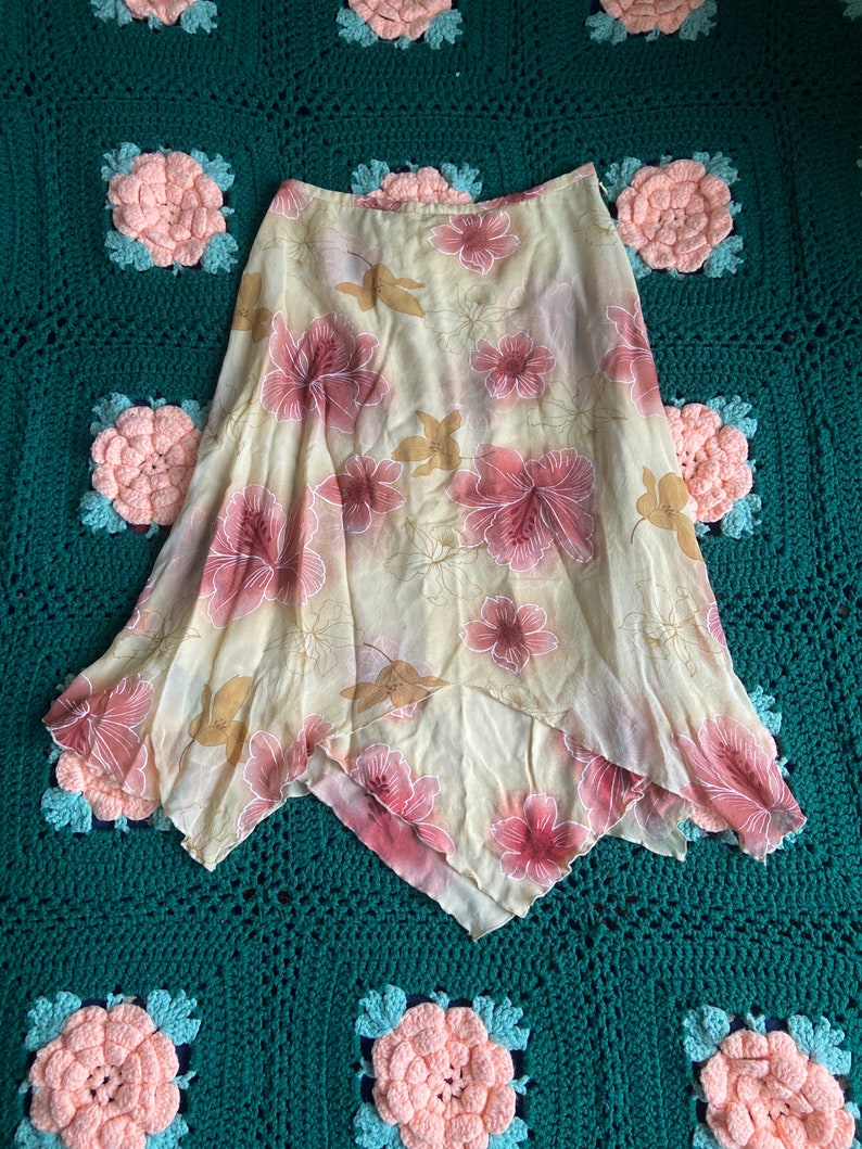 Y2K silk floral fairy skirt size 6 image 1