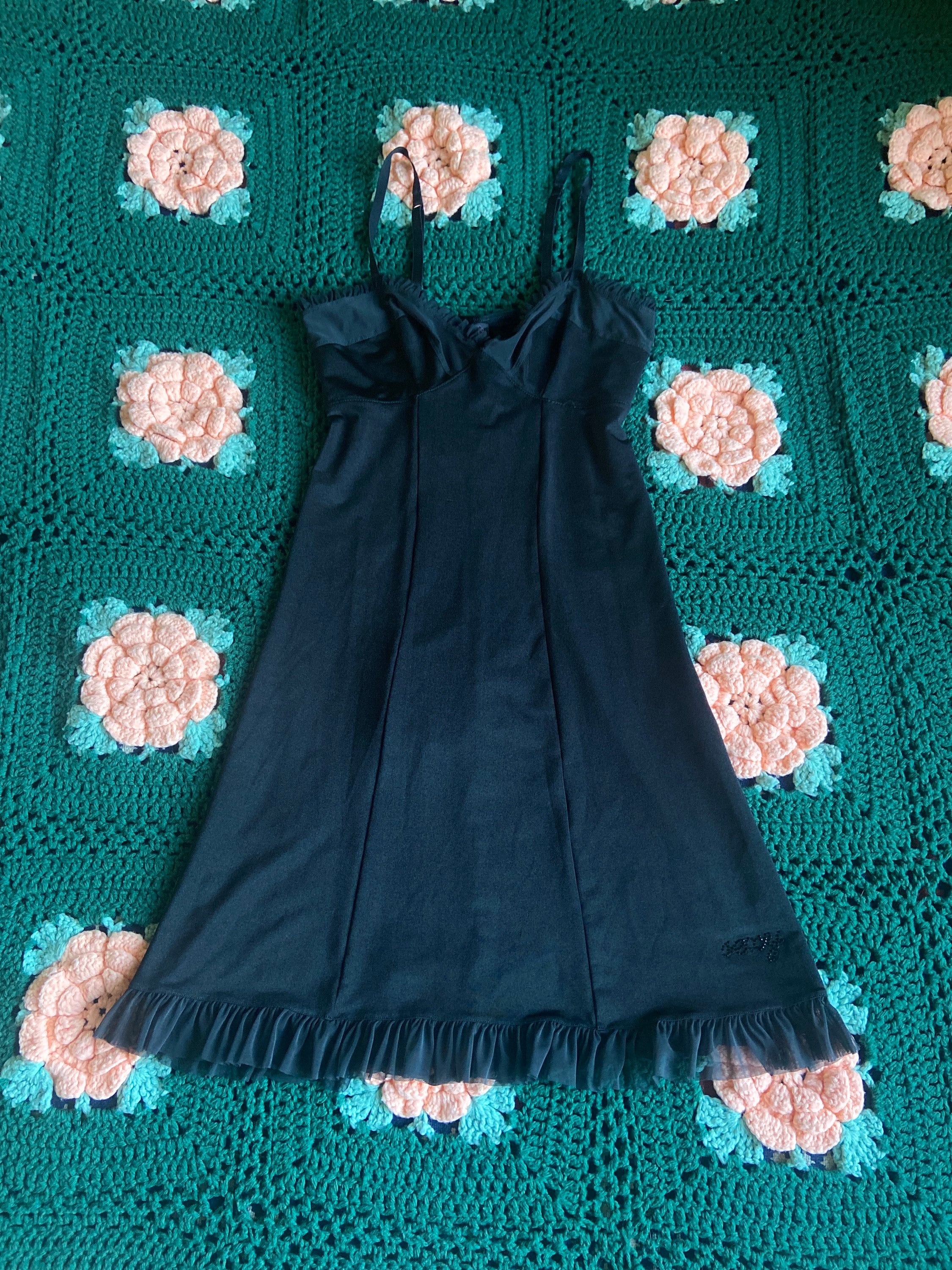 Y2K Black Ruffle Victorias Secret Vintage Black Slip Size Medium Etsy