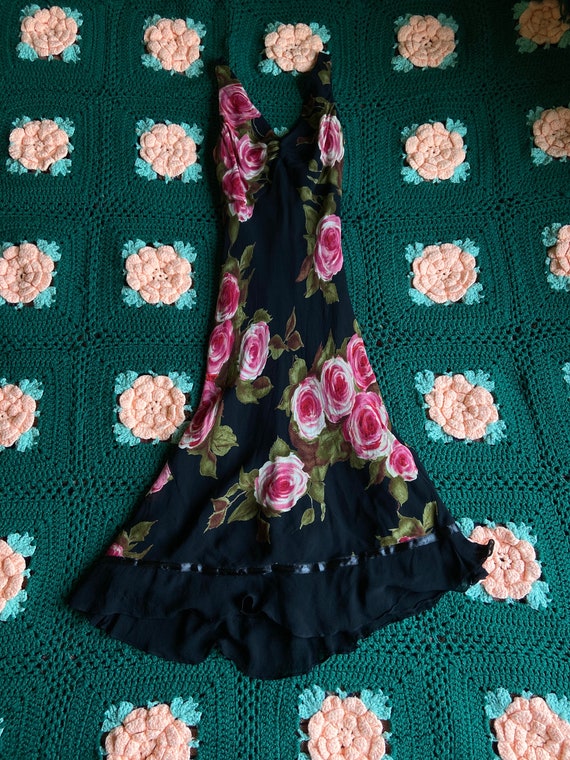 Vintage Y2K dress barn floral rose black dress siz