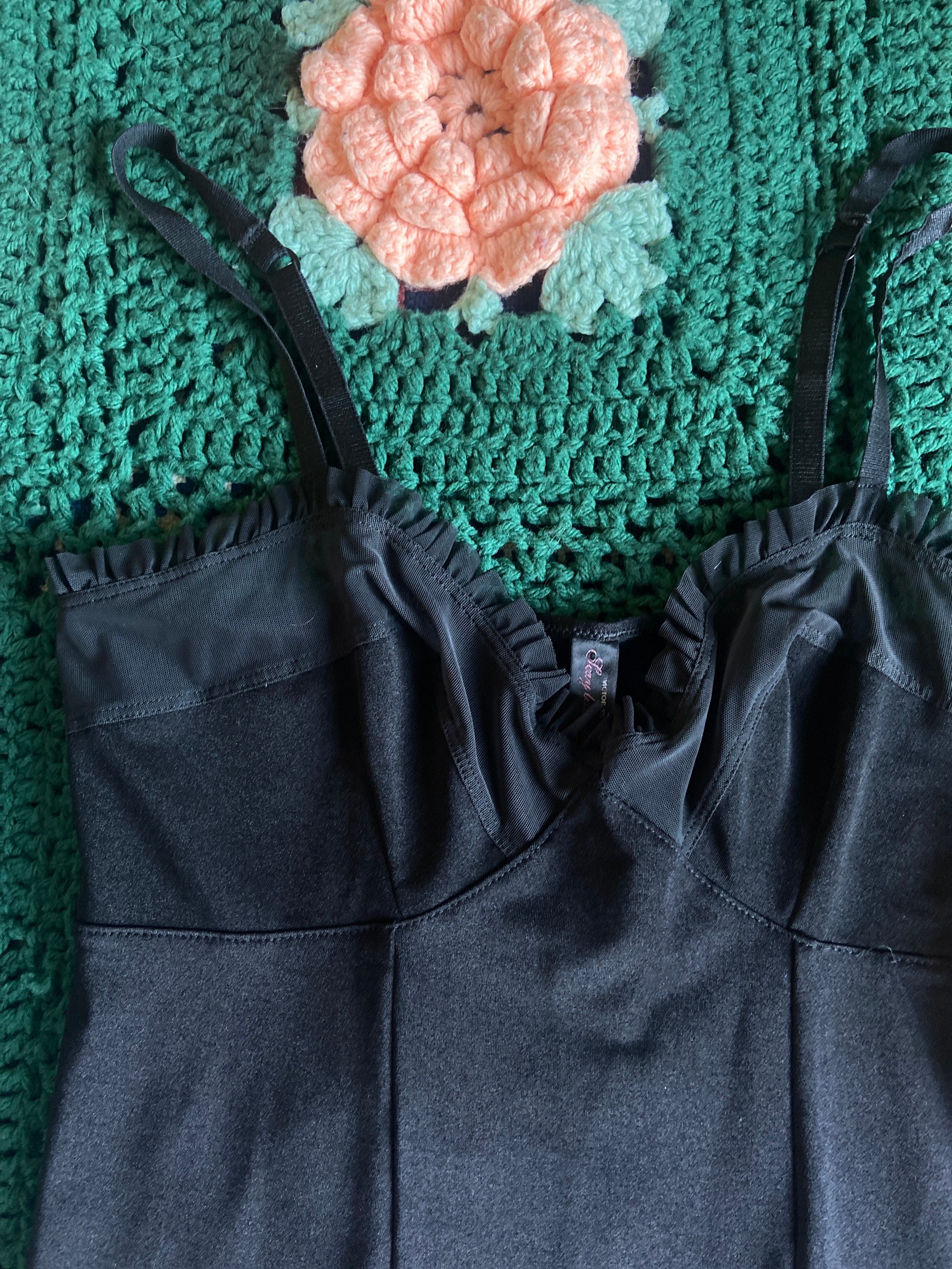 Y2K Black Ruffle Victorias Secret Vintage Black Slip Size Medium Etsy