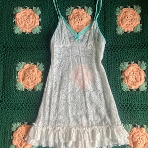 White/teal Victoria’s Secret lace chemise size small