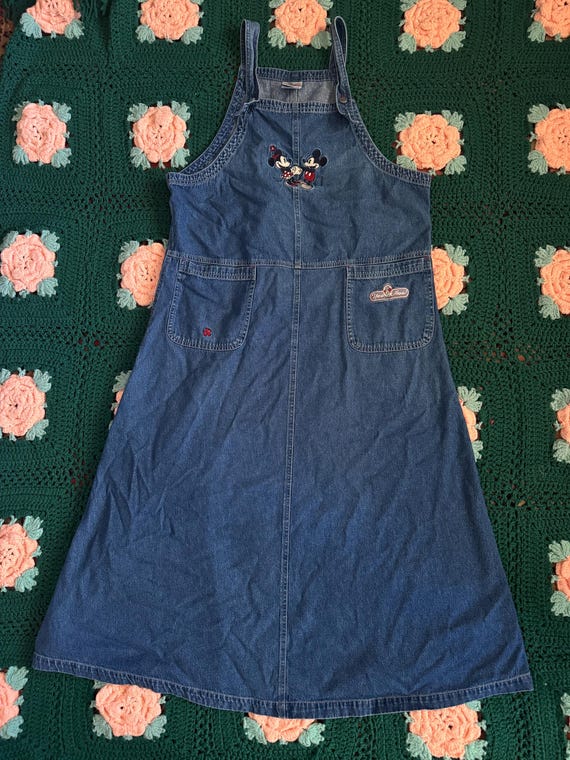 Super Cute Disney Mickey Mouse Denim Embroidered Dress Size Large - Etsy