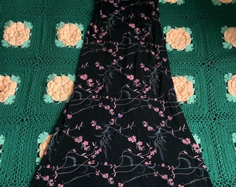 1990s pink and black Whimsigoth floral dress size 12