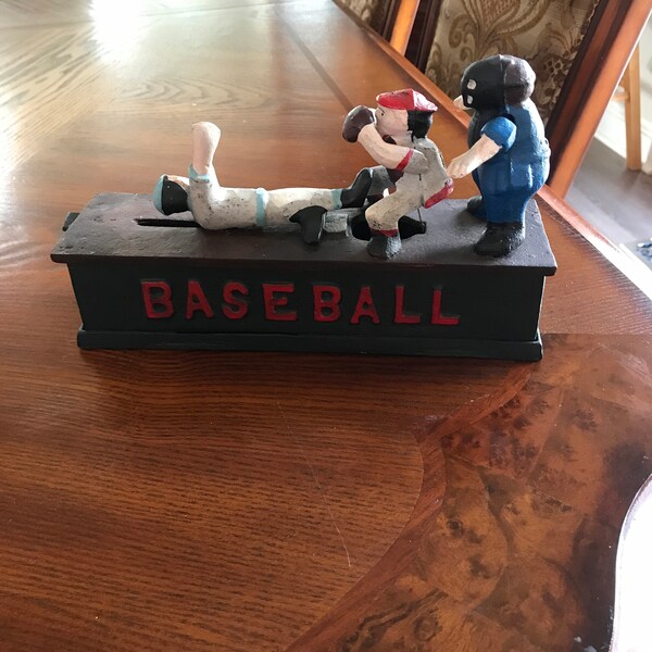 Cast iron baseball bank