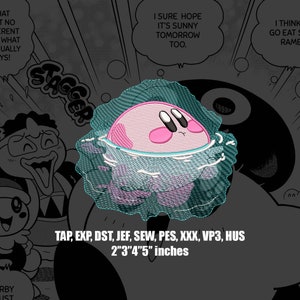 Kirby Anime Inspired Digital Embroidery Design Machine Embroidery File Fantasy Art Hero & Villain Cross Stitch Custom Apparel