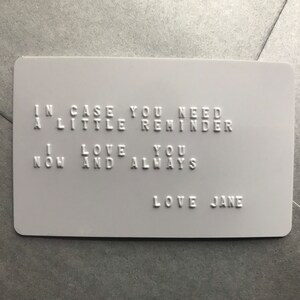 Personalised Wallet Insert Card I Love You Keepsake Gift Sentimental Valentines Wedding Marriage Birthday Love