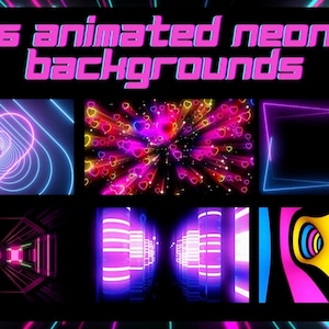Animated Twitch Stream Decoration Looped Neon Backgrounds / Retro, Neon, Add-on your Stream, Use with Green Screen