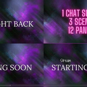 The Purple Galaxy Twitch Bundle | Purple Animated Twitch Streaming Package - Panels, Starting Soon, BRB, Ending Soon, Stream Ended Screen.