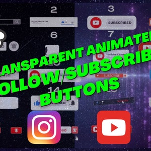 20 Youtube Subscribe Transparent Animation Bundle | Transparent Animated Youtube Subscribe Button | Youtube Subscribe Button Animated Bundle