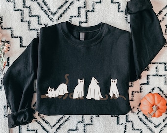 Halloween Cat Sweatshirt | ghost cat, Halloween cat shirt, black cat shirt, purrranormal activity, fall sweatshirt, ghost cat sweatshirt