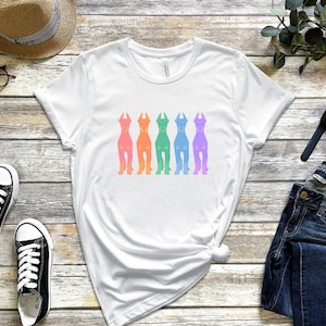 Pastel Rainbow Doberman T-shirt, Doberman Pinscher Shirt, Dog Mom Gift, Doberman Mom Shirt, Dog Lover, Dog Mama, Dog Dad, Pride