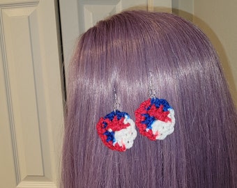 red white and blue doily earrings