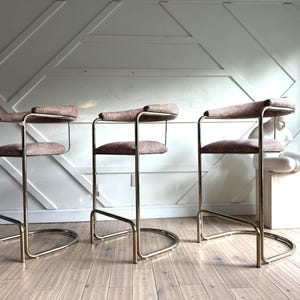 Set of 3 Vintage Thonet Barstools Anton Lorenz Cantilever Stools, Mid Century Modern Bauhaus , MCM Kitchen Bar Chair Reupholstery available