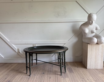 Antique Papier Mâché Tray Table: Mother of Pearl Inlay, 20th Century